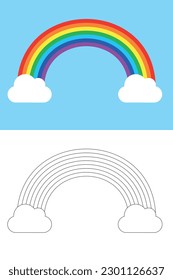 libro de colores con arcoiris y nubes	
