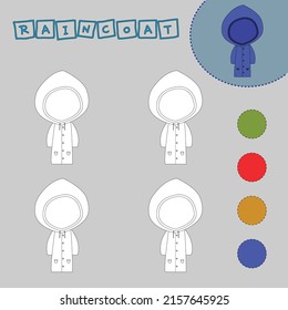 Coloring book of a  raincoat. Educational creative games for preschool children
