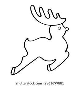 Coloring book reindeer. Hand drawn line art illustration.