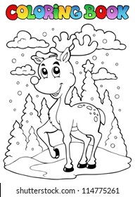 Coloring book reindeer theme 1 - vector illustration.