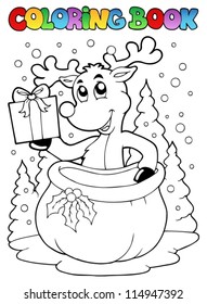 Coloring book reindeer theme 2 - vector illustration.