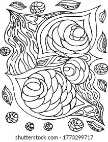 Coloring book relax abstract drawing. Black and white drawing for coloring. Fantasy drawing, coloring book for adults and children