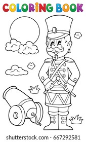 Coloring book retro soldier - eps10 vector illustration.