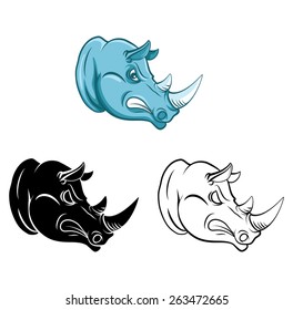 Coloring book Rhino cartoon character