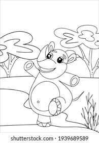 Coloring book rhino for children vector. Animals isolated object on a white background.