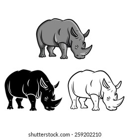 Coloring book rhinoceros cartoon character - vector illustration .EPS10