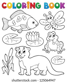 Coloring book river fauna image 1 - vector illustration.