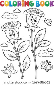 Imagen de la flor rosa del libro coloreado 2 - ilustración vectorial eps10.