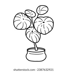 coloring book round leaf plant black and white