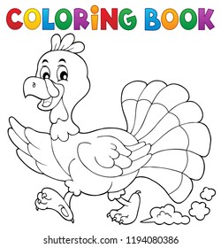 Coloring book running turkey bird 1 - eps10 vector illustration.