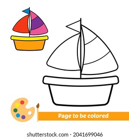 Libro de coloración, imagen vectorial de velero