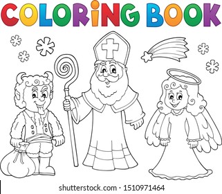 Coloring book Saint Nicholas Day theme 2 - eps10 vector illustration.