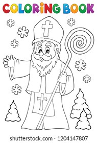 Coloring book Saint Nicholas topic 1 - eps10 vector illustration.