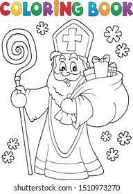 Coloring book Saint Nicholas topic 2 - eps10 vector illustration.