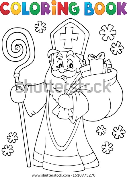 Livre De Coloriage Saint Nicolas Sujet Image Vectorielle De Stock Libre De Droits