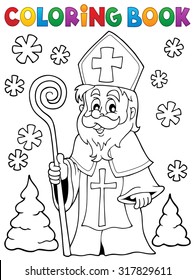 Coloring book Saint Nicolas theme 1 - eps10 vector illustration.