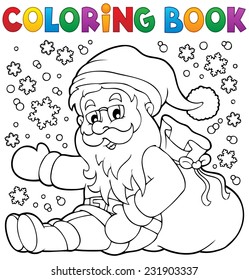 Coloring book Santa Claus in snow 1 - eps10 vector illustration.