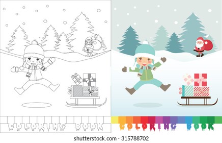 Coloring book Santa Claus topic  - eps10 vector illustration.