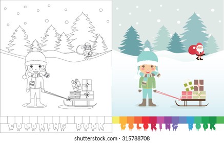 Coloring book Santa Claus topic  - eps10 vector illustration.