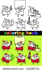Coloring book of Santa Claus , vector