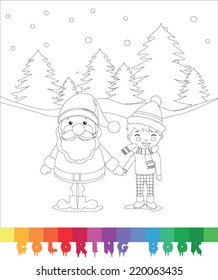 Coloring book with Santa Claus - vector illustration.