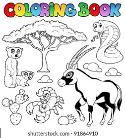 Coloring book savannah animals 1 - vector illustration.