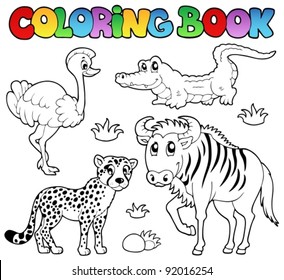 Coloring book savannah animals 2 - vector illustration.