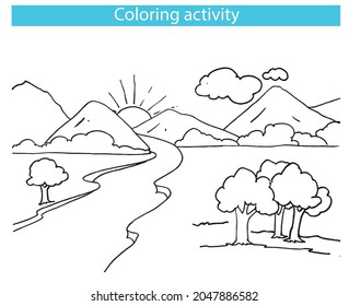 Libro de colorear. Sceneración Coloración Ilustración vectorial de página