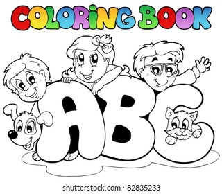 Coloring book school ABC letters - vector illustration.