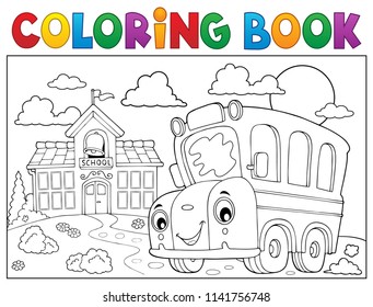 Coloring book school bus theme 6 - eps10 vector illustration.