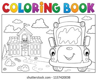 Coloring book school bus theme 8 - eps10 vector illustration.