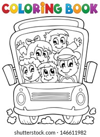 Coloring book school bus theme 1 - eps10 vector illustration.