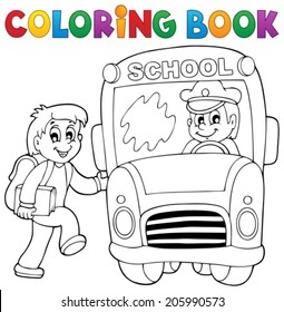 Coloring book school bus theme 2 - eps10 vector illustration.