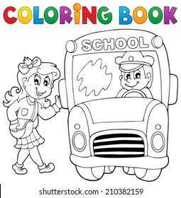 Coloring book school bus theme 3 - eps10 vector illustration.