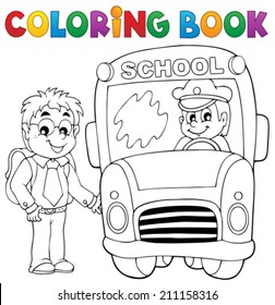 Coloring book school bus theme 4 - eps10 vector illustration.