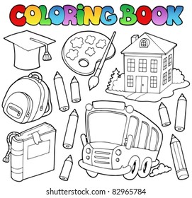 Coloring book school cartoons 9 - vector illustration.