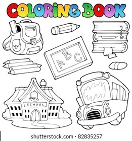 Coloring book school collection 1 - vector illustration.