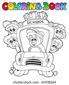 Coloring book with school images 3 - vector illustration.