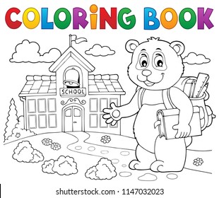 Coloring book school panda theme 2 - eps10 vector illustration.