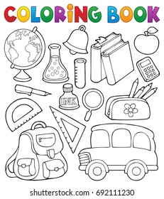 Coloring book school related objects 1 - eps10 vector illustration.