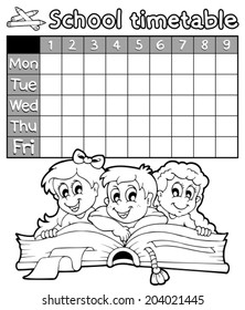 Coloring book school timetable 2 - eps10 vector illustration.