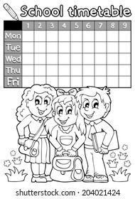 Horario de la escuela de libros de coloración 4 - ilustración vectorial eps10.