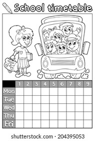 Coloring book school timetable 7 - eps10 vector illustration.