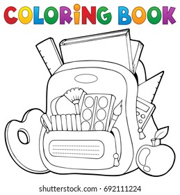 Colorante libro tema de bolso escolar 1 - ilustración vectorial eps10.