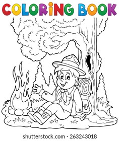 Colorante tema del niño del explorador del libro 1 - ilustración vectorial eps10.