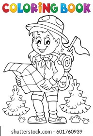 Coloring book scout girl theme 2 - eps10 vector illustration.