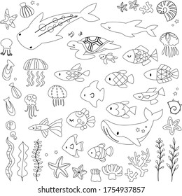 Coloring book of sea animals