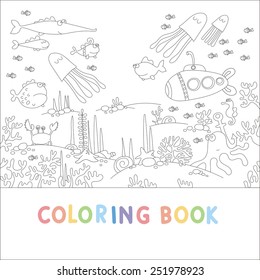 coloring book sea fish design