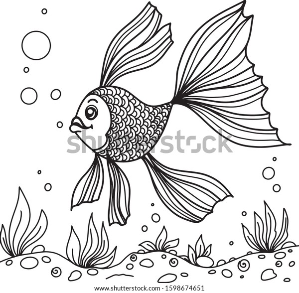 coloring book sea fish underwater world stock vector