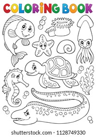 Coloring book sea life collection 1 - eps10 vector illustration.